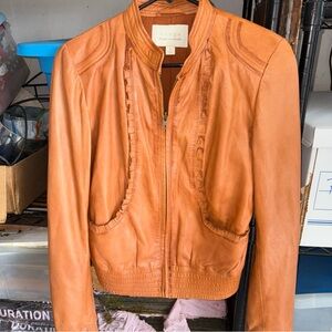 Hinge Caramel Leather Jacket for Women